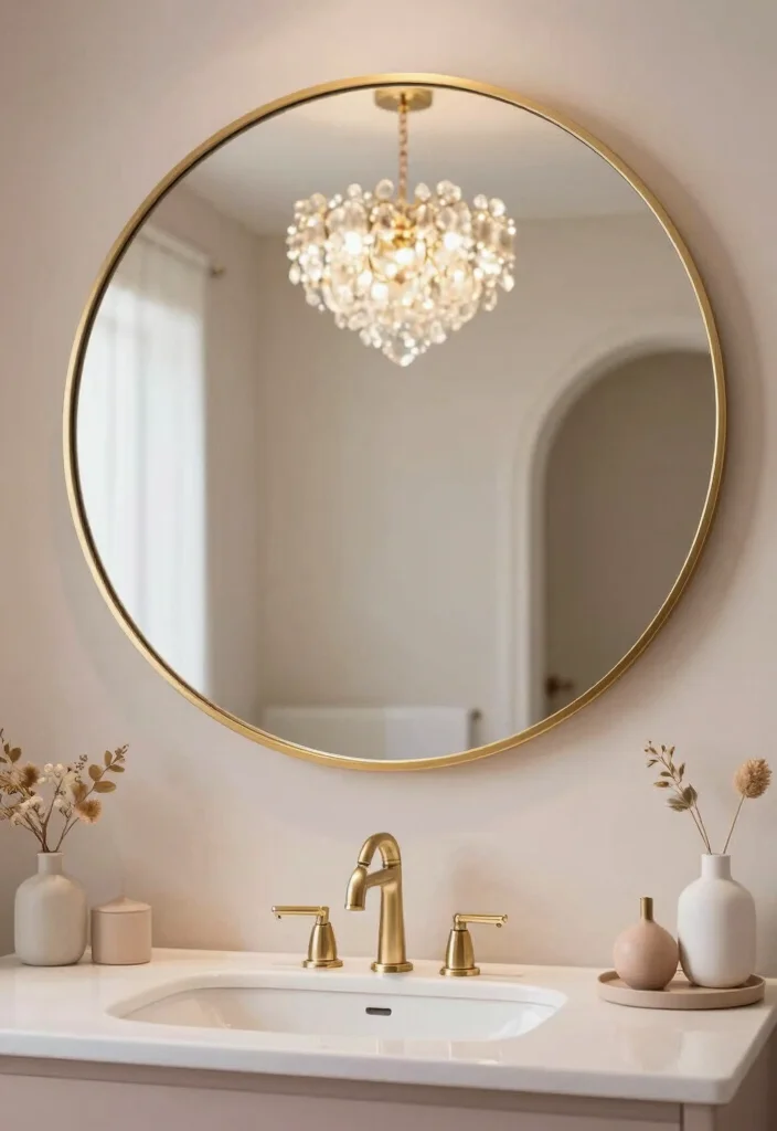 16 Art Deco Bathroom Mirror Ideas With Vintage Glam - 4. Round Reflection 1