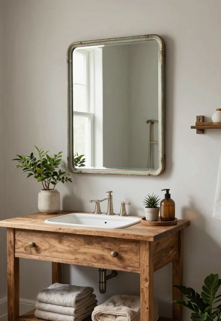 16 Art Deco Bathroom Mirror Ideas With Vintage Glam - 5. Vintage Edge 1