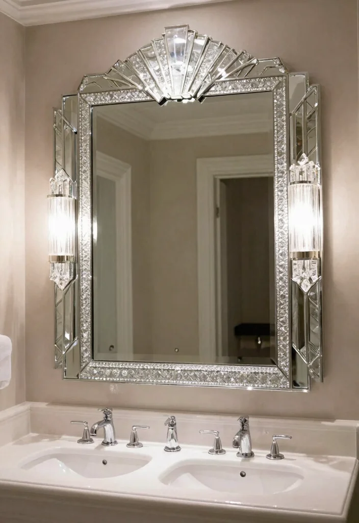 16 Art Deco Bathroom Mirror Ideas With Vintage Glam - 6. Art Deco Radiance 1