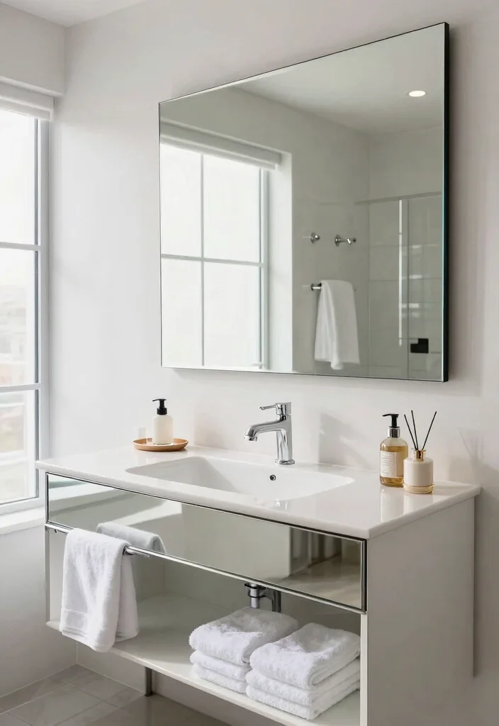 16 Art Deco Bathroom Mirror Ideas With Vintage Glam - 7. Mirrored Furniture 1