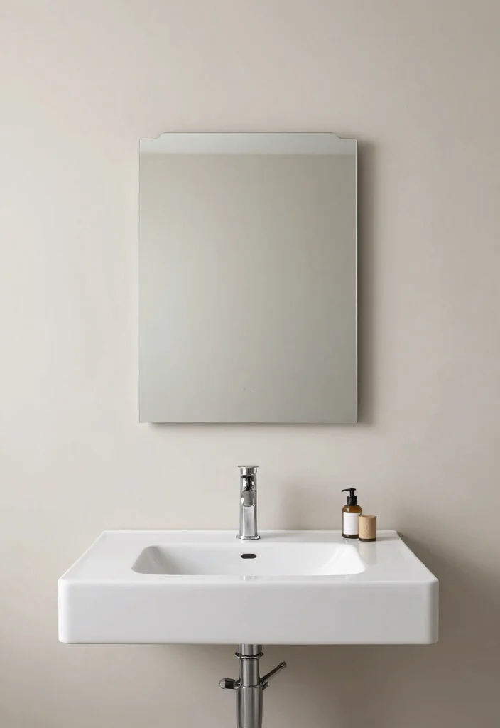 16 Art Deco Bathroom Mirror Ideas With Vintage Glam - 8. Minimalist Deco 1
