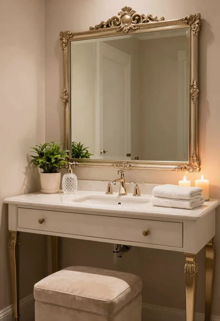 16 Bathroom Photoshoot Ideas Mirror Shots That Look Stunning - 1. Elegant Vanity Reflections 1