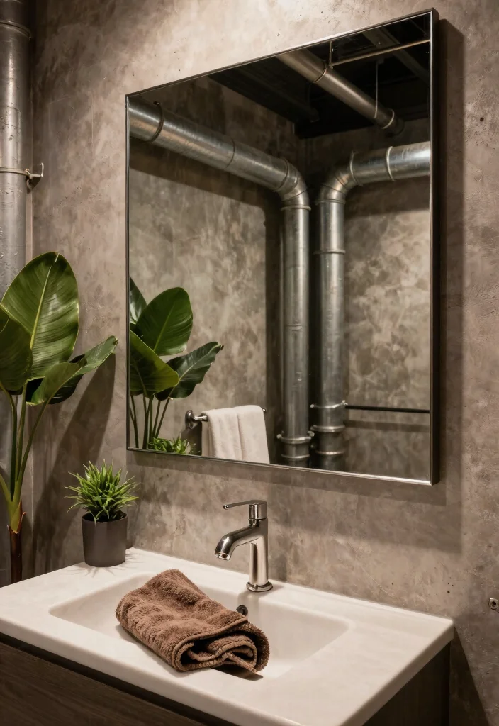 16 Bathroom Photoshoot Ideas Mirror Shots That Look Stunning - 13. Modern Industrial Reflections 1