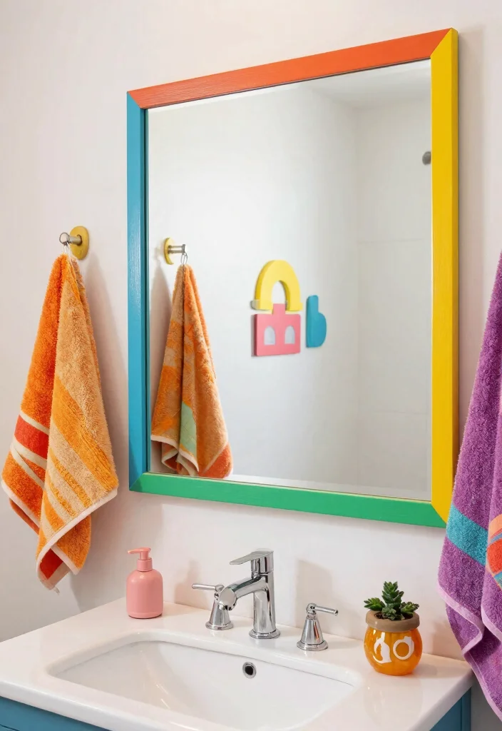 16 Bathroom Photoshoot Ideas Mirror Shots That Look Stunning - 15. Colorful Pop Reflections 1