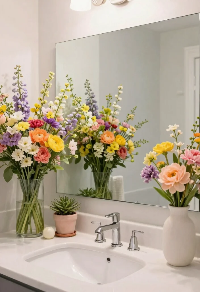 16 Bathroom Photoshoot Ideas Mirror Shots That Look Stunning - 9. Seasonal Styling Reflections 1