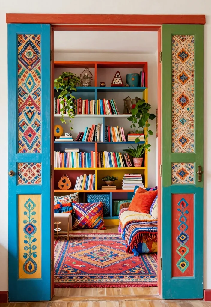 16 Bookshelf Door Secret Ideas With Hidden Room Vibes - 15. Eclectic Bohemian Style 1