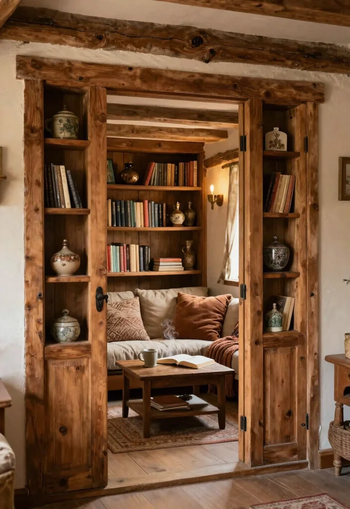16 Bookshelf Door Secret Ideas With Hidden Room Vibes - 3. Rustic Cottage Charm 1