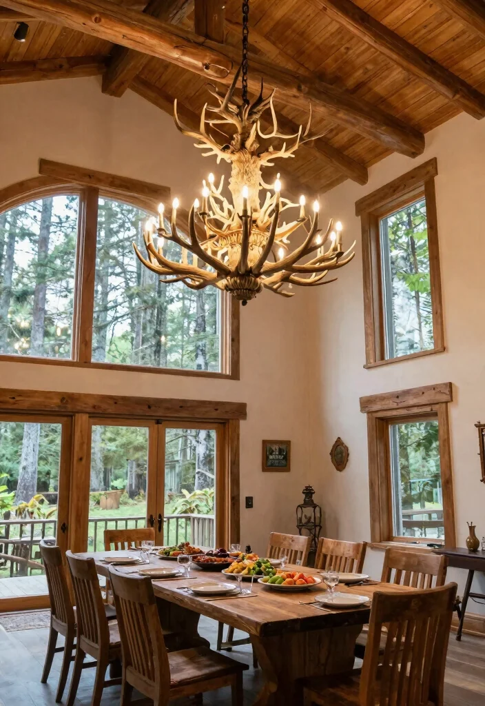 16 Deer Antler Chandelier Ideas With Rustic Statement Style - 1. Grand Antler Chandelier in a High Ceilings Room 1