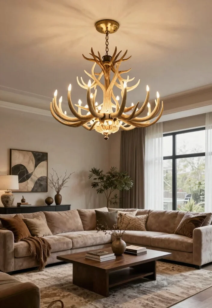 16 Deer Antler Chandelier Ideas With Rustic Statement Style - 13. Layered Antler Chandelier Design 1