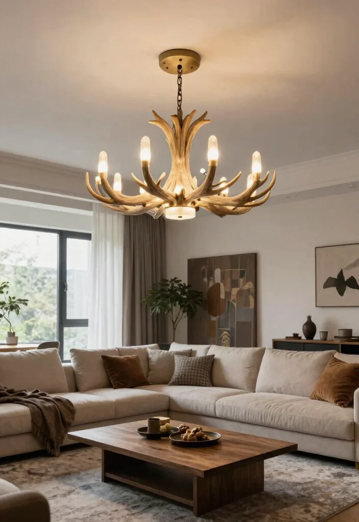16 Deer Antler Chandelier Ideas With Rustic Statement Style - 16. Multi-Functional Antler Chandelier 1