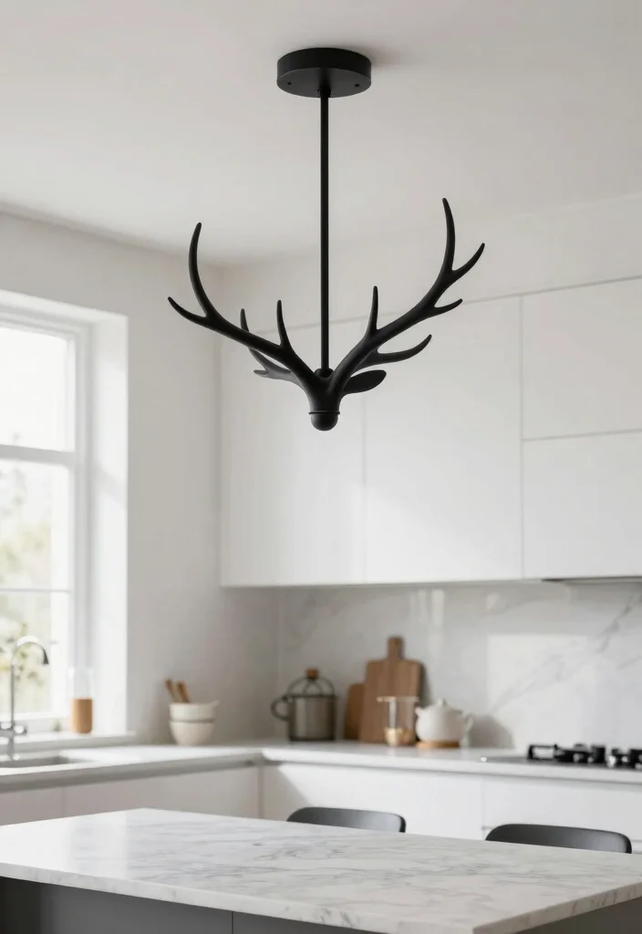16 Deer Antler Chandelier Ideas With Rustic Statement Style - 2. Modern Minimalist Antler Chandelier 1