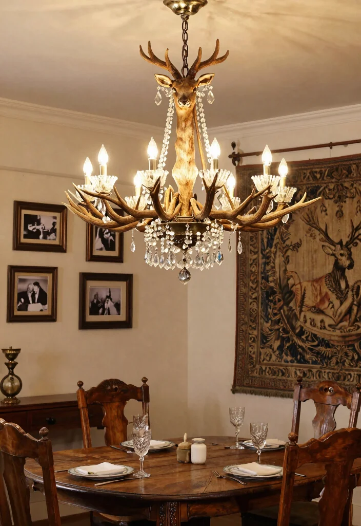 16 Deer Antler Chandelier Ideas With Rustic Statement Style - 3. Vintage-Style Antler Chandelier 1