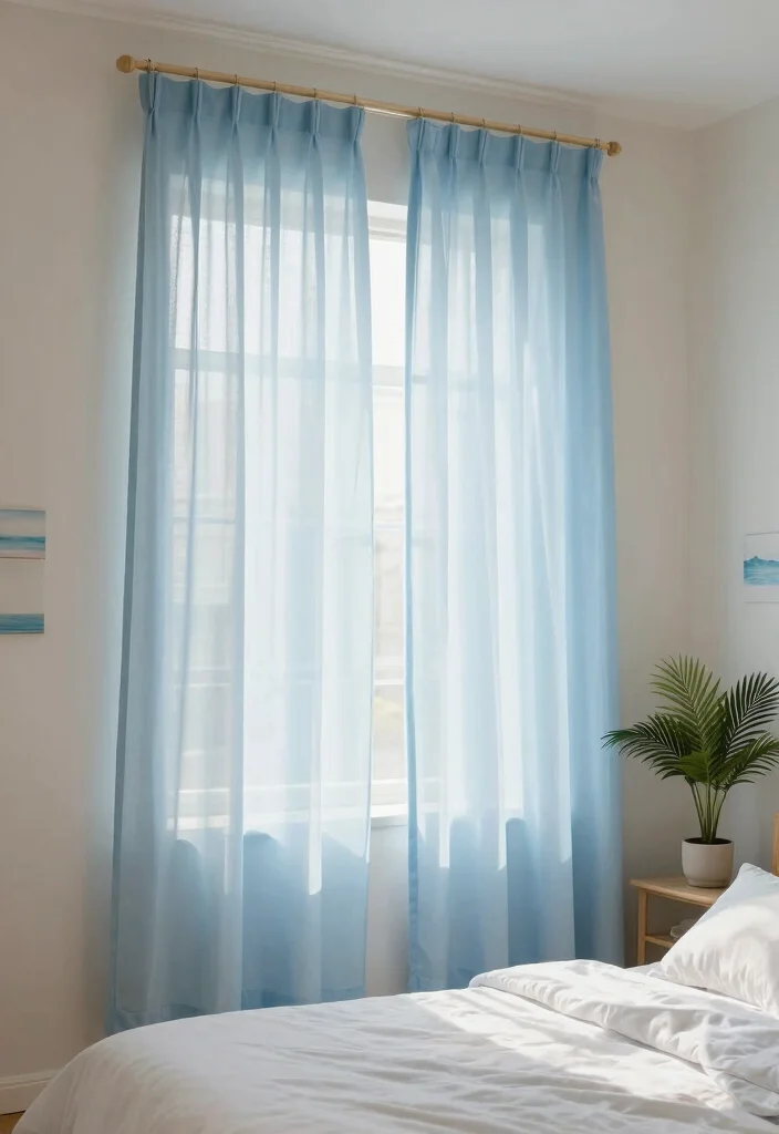 16 Light Blue Curtains Ideas With Soft Airy Vibes - 1. Sheer Light Blue Curtains for an Ethereal Touch 1