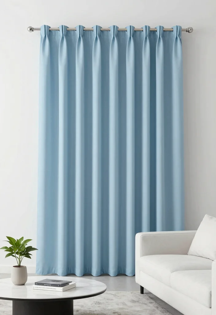 16 Light Blue Curtains Ideas With Soft Airy Vibes - 14. Minimalist Light Blue Curtains for a Sleek Look 1
