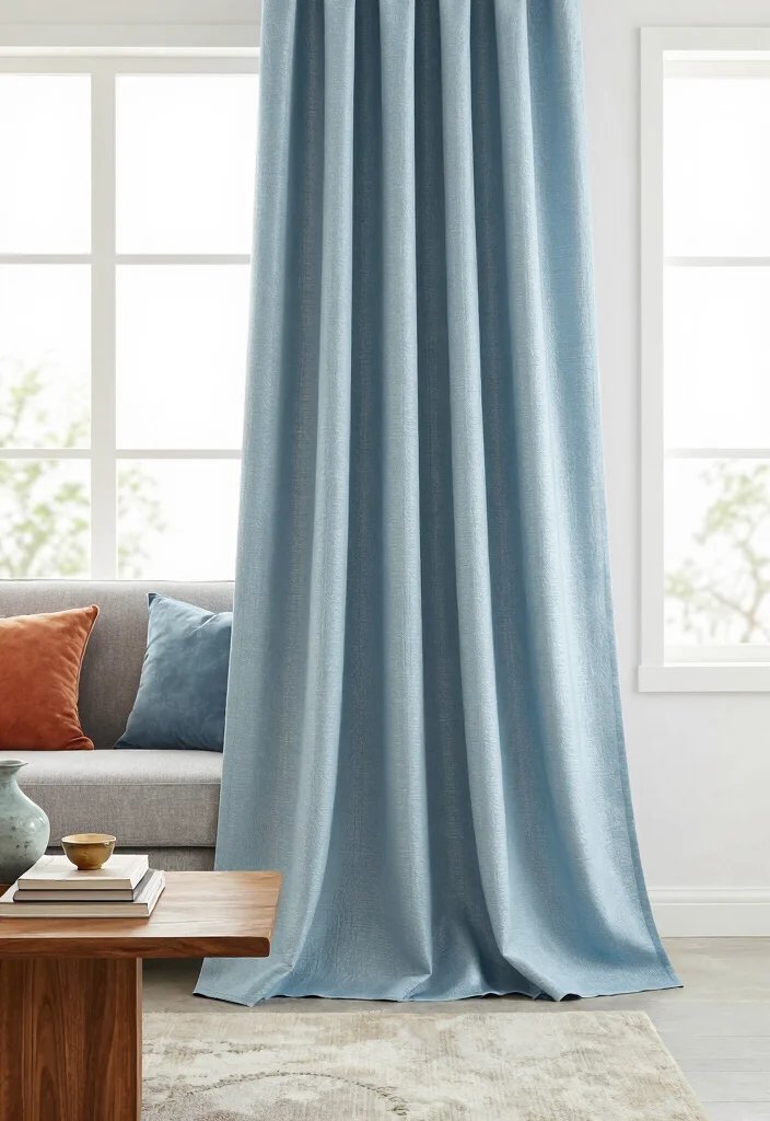 16 Light Blue Curtains Ideas With Soft Airy Vibes - 2. Textured Light Blue Drapes for Cozy Elegance 1