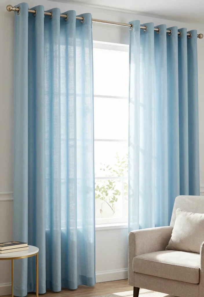16 Light Blue Curtains Ideas With Soft Airy Vibes - 9. Layered Light Blue Curtains for Depth 1