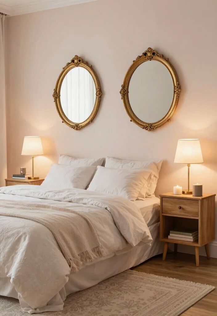 17 Mirrors in Bedroom Ideas That Make the Space Feel Bigger - 1. Vintage Round Mirrors Above Nightstands 1