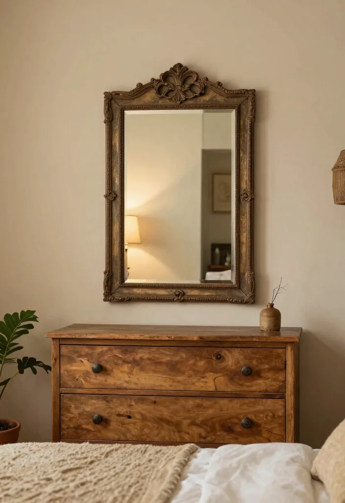17 Mirrors in Bedroom Ideas That Make the Space Feel Bigger - 10. Mirrors with Vintage Textures 1