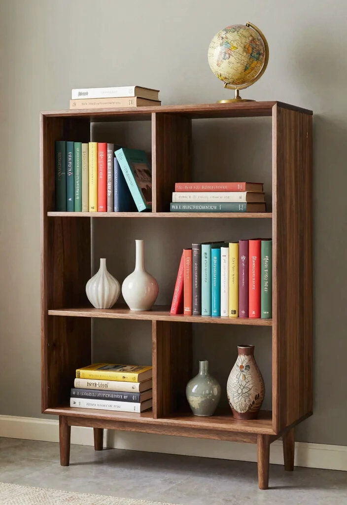 17 Old Bookshelf Aesthetic Ideas With Vintage Character - 6. Mid-Century Modern Shelving 1