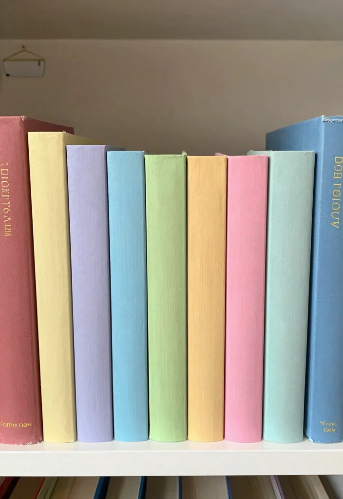 17 Old Bookshelf Aesthetic Ideas With Vintage Character - 8. Painted Book Spines 1