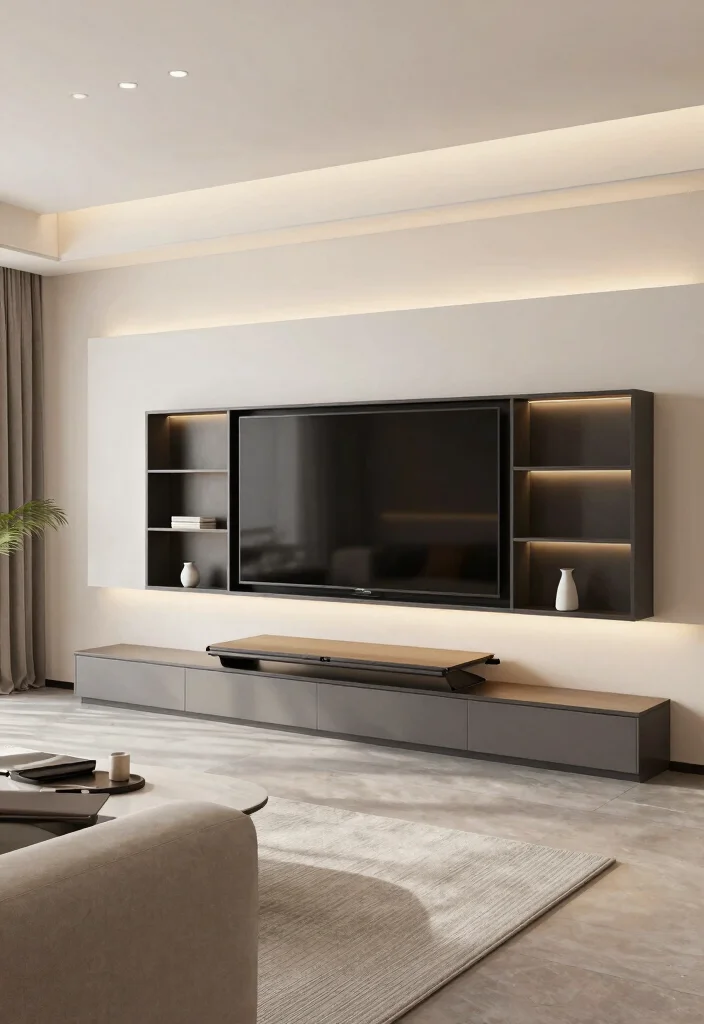 17 POP TV Unit Ideas With Modern Ceiling Design Touch - 10. Multi-Functional Space 1