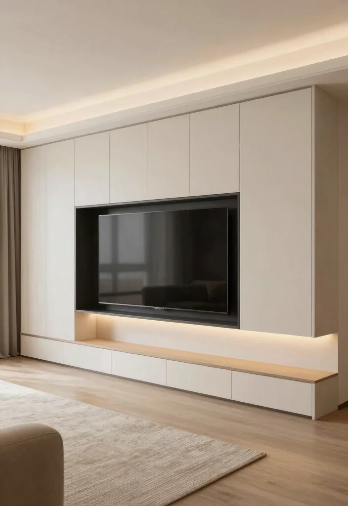 17 POP TV Unit Ideas With Modern Ceiling Design Touch - 11. Seamless Integration 1