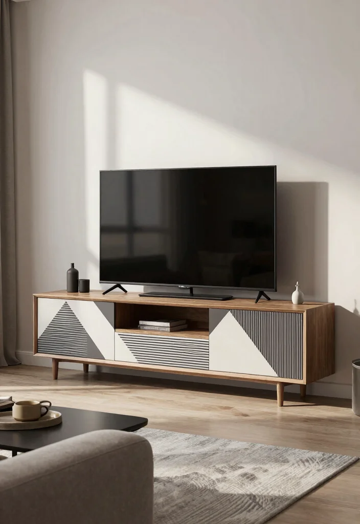 17 POP TV Unit Ideas With Modern Ceiling Design Touch - 14. Geometric Patterns 1