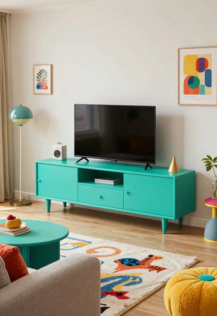 17 POP TV Unit Ideas With Modern Ceiling Design Touch - 8. Pop of Color 1