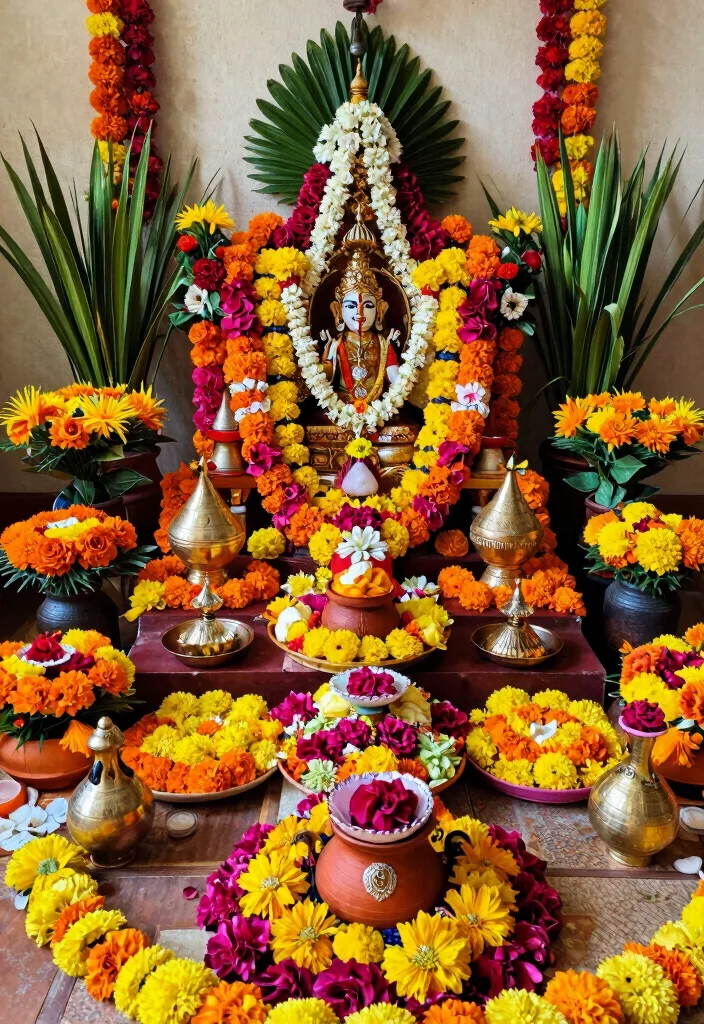 17 Small Pooja Unit in Living Room Ideas With Elegant Touch - 17. Seasonal Decor for the Pooja Unit 1