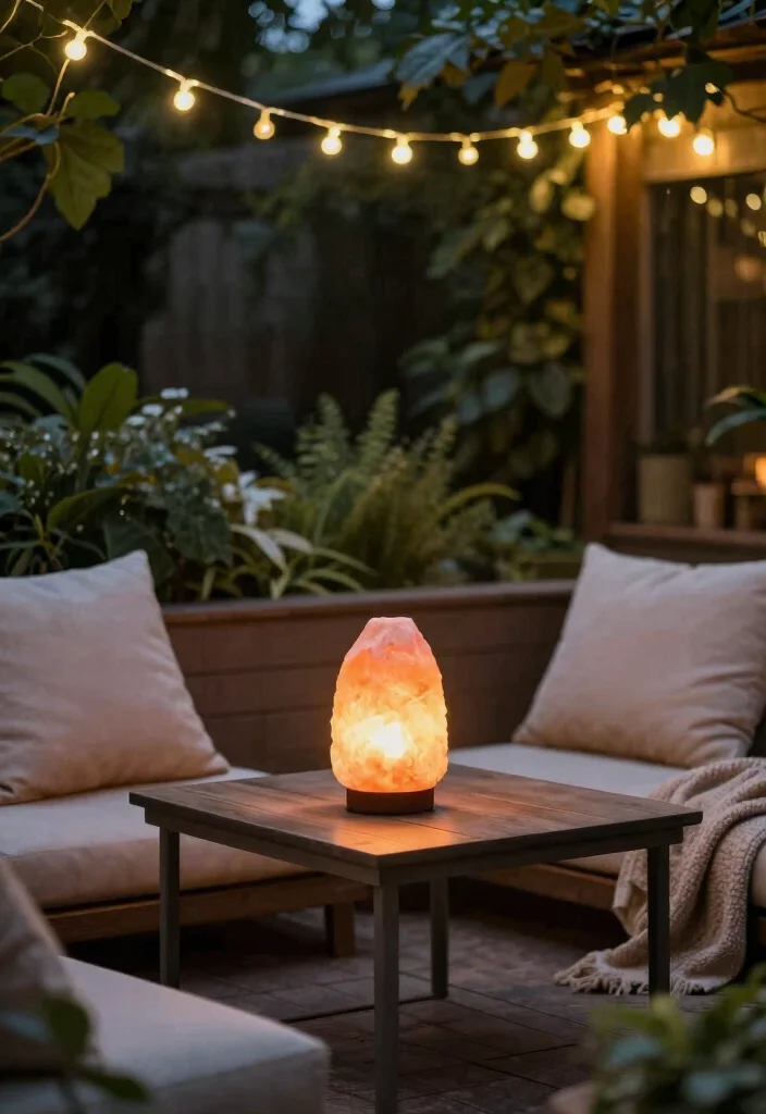 18 Himalayan Salt Lamp Ideas With Cozy Warm Glow - 10. Outdoor Serenity 1