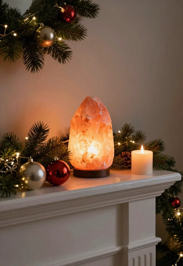 18 Himalayan Salt Lamp Ideas With Cozy Warm Glow - 13. Seasonal Decor Accent 1
