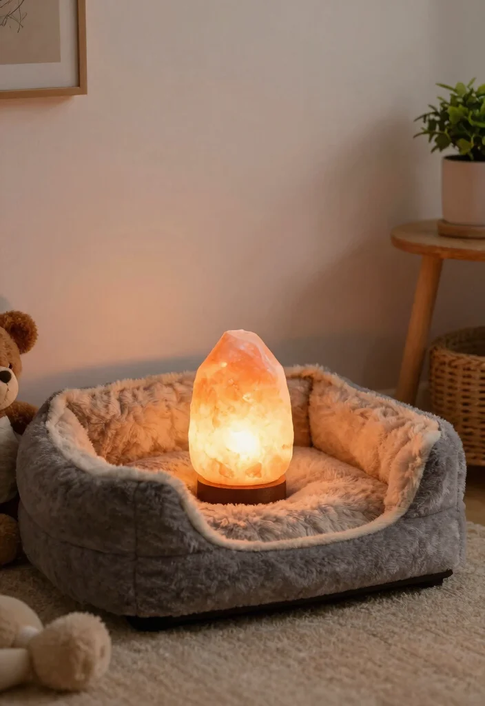18 Himalayan Salt Lamp Ideas With Cozy Warm Glow - 15. Pet-Friendly Glow 1