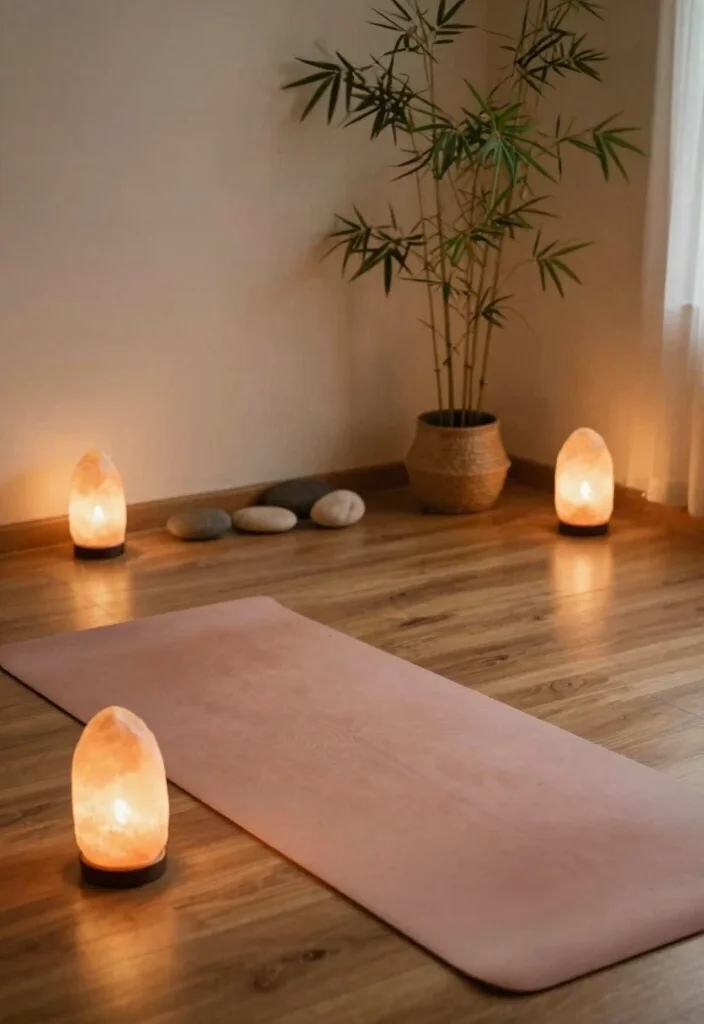 18 Himalayan Salt Lamp Ideas With Cozy Warm Glow - 3. Meditation and Yoga Space 1