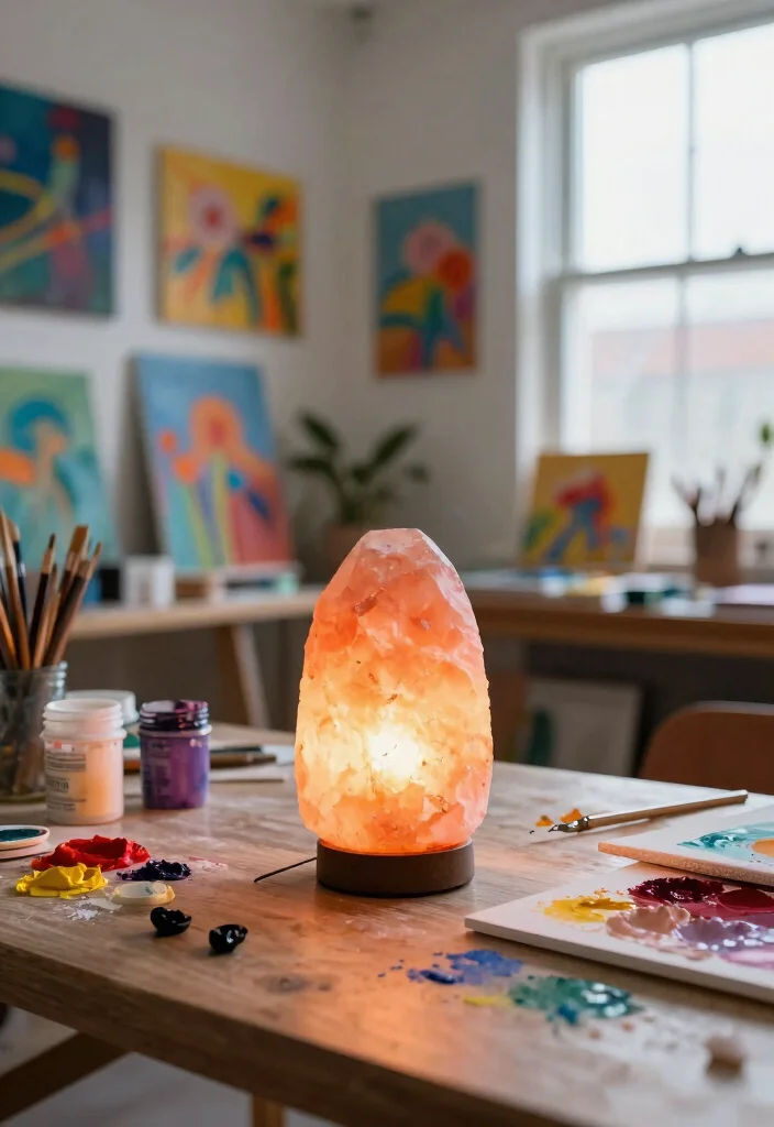 18 Himalayan Salt Lamp Ideas With Cozy Warm Glow - 9. Studio or Workshop Lighting 1