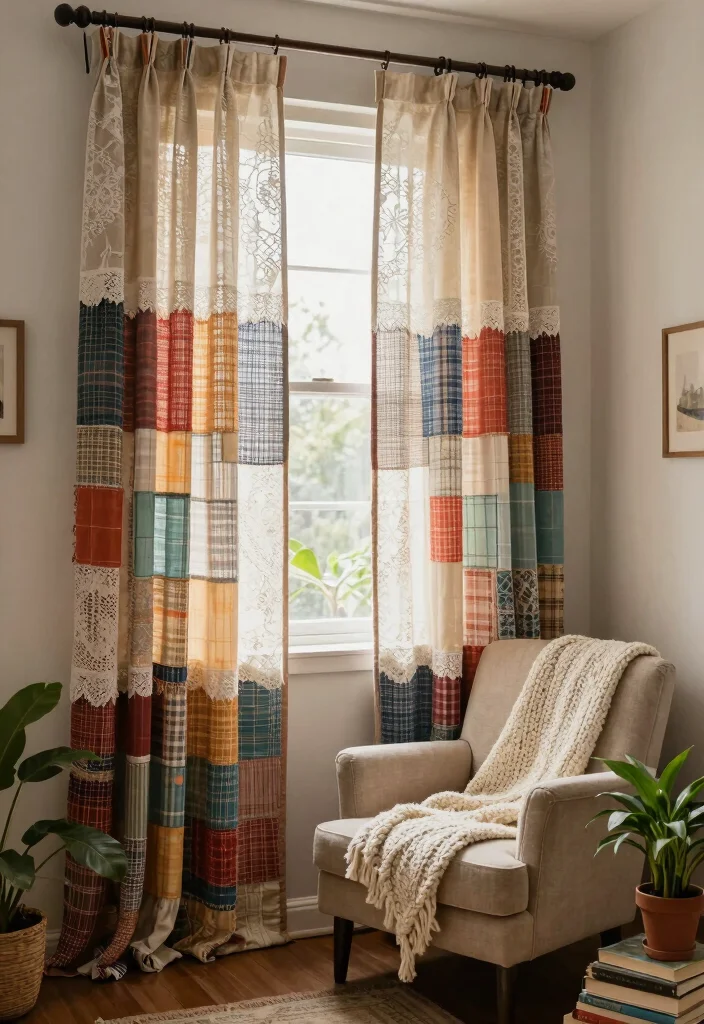 18 Modern Boho Curtains Ideas With Chic Layered Style - 13. Vintage Finds with Modern Touch 1