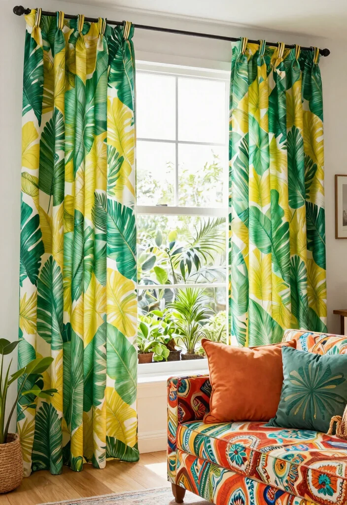 18 Modern Boho Curtains Ideas With Chic Layered Style - 3. Bohemian Botanical Prints 1