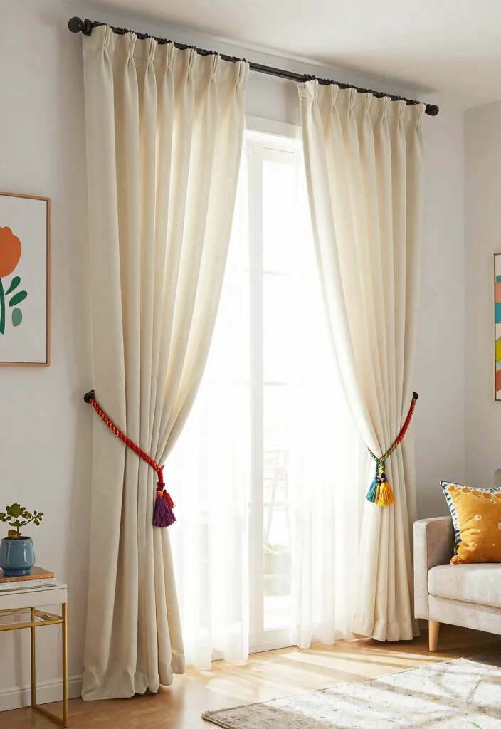 18 Pinch Pleat Curtains 2026 Trending Ideas With Tailored Elegance - 14. Creative Tiebacks for a Playful Touch 1