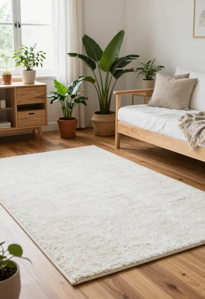 18 White Rug Bedroom Ideas With Soft Luxe Feel - 10. Incorporating Natural Elements 1