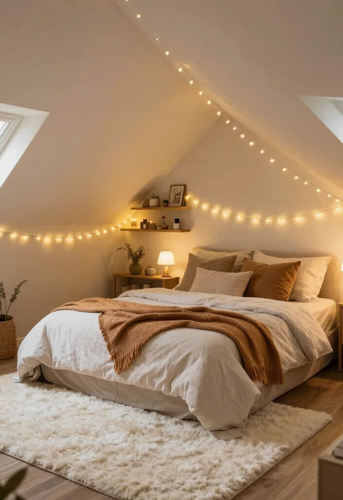 18 White Rug Bedroom Ideas With Soft Luxe Feel - 12. Cozy Bedroom Under the Eaves 1