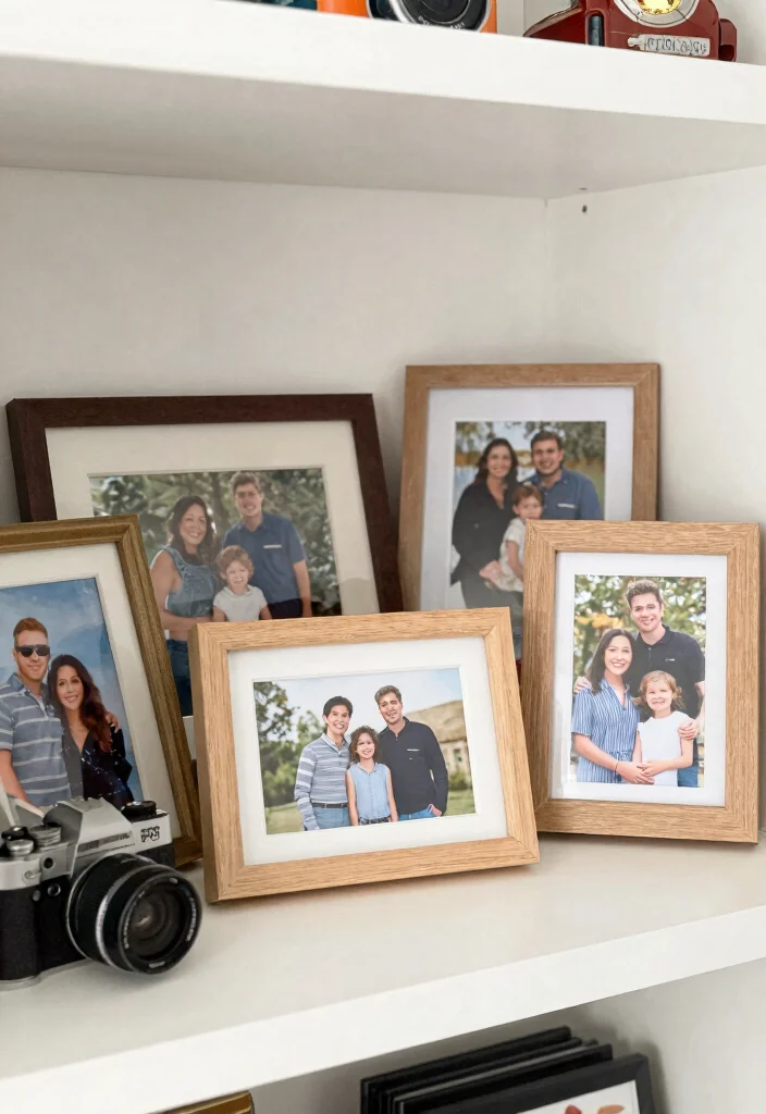 18 White Shelf Decor Ideas That Look Clean & Styled - 15. Highlighting Memories 1