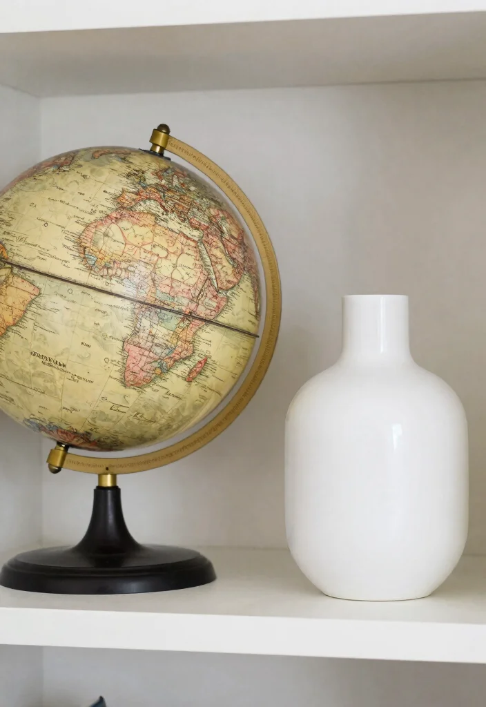 18 White Shelf Decor Ideas That Look Clean & Styled - 16. Vintage Finds 1