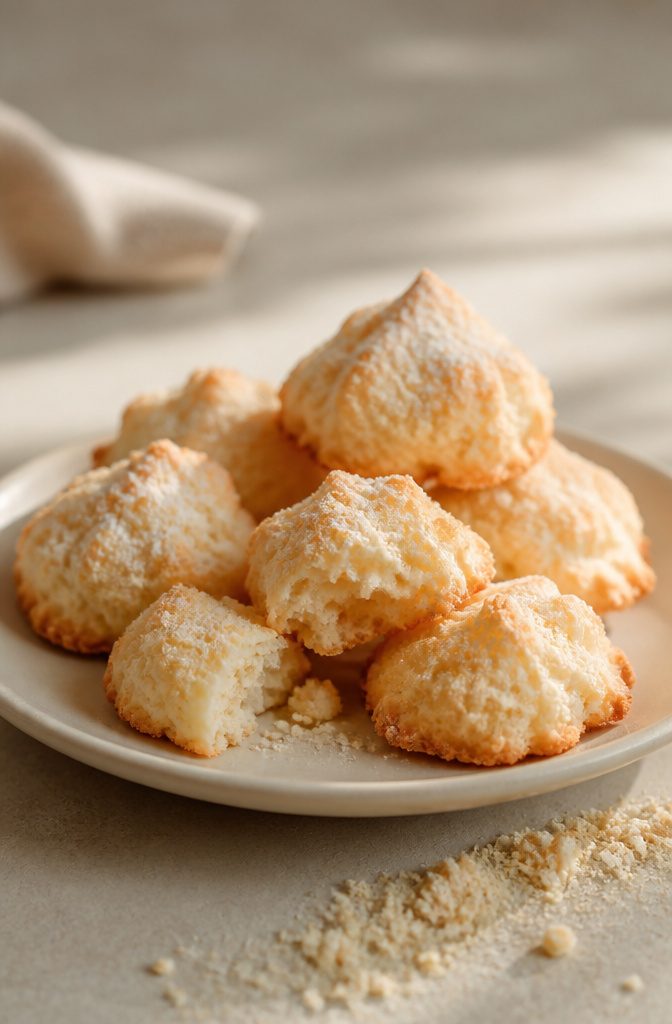 20 Simple Gluten Free Desserts 11 Almond cloud cookies with a crisp exterior and pale golden edges.