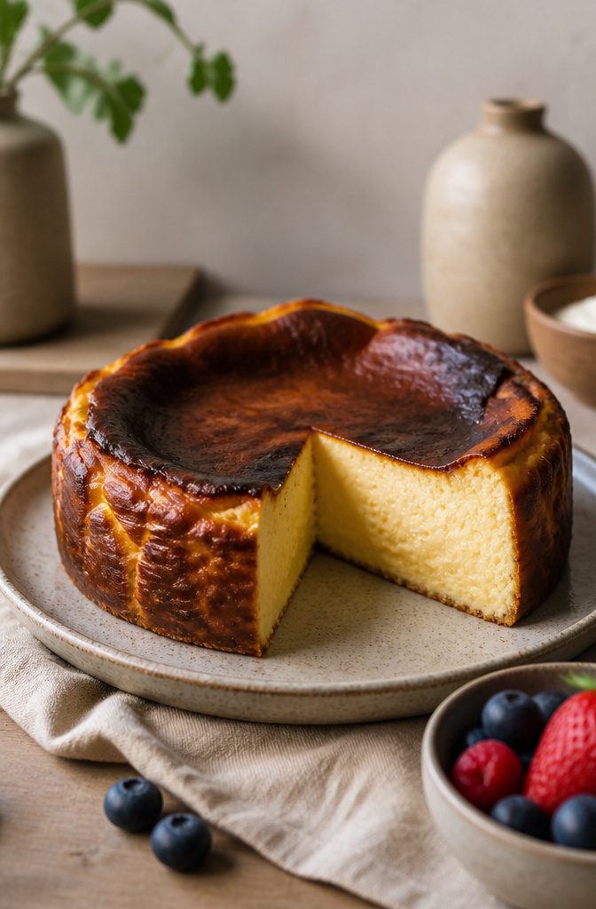20 Simple Gluten Free Desserts 10 Crustless Basque cheesecake with a blackened top and soft filling.