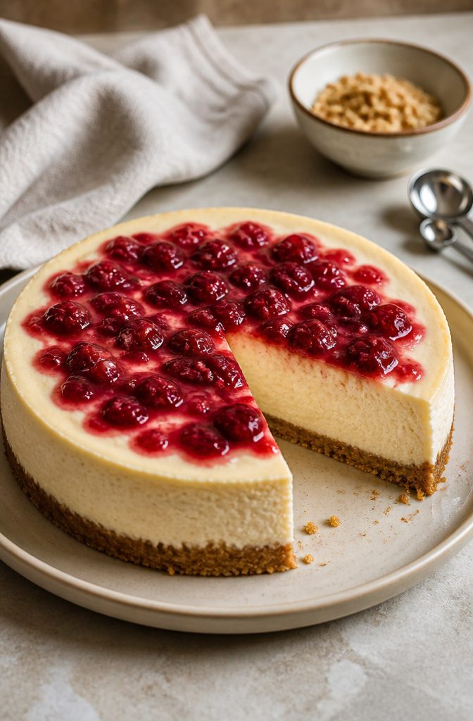 20 Simple Gluten Free Desserts 16 Baked cheesecake with a creamy filling and almond flour crust.