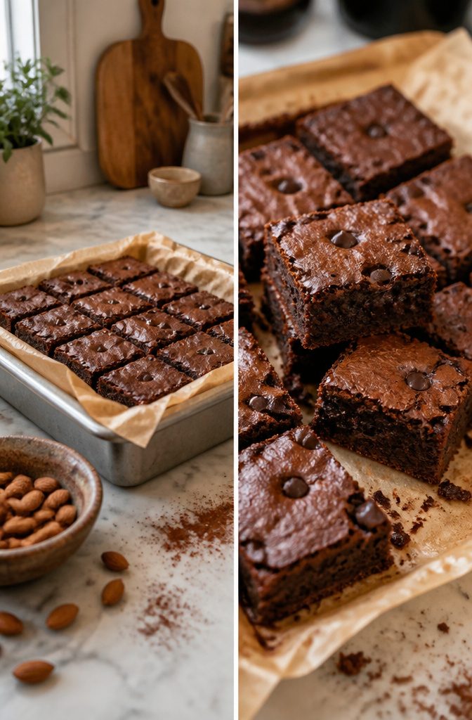20 Simple Gluten Free Desserts 4 Fudgy gluten-free brownies with a rich chocolate color.