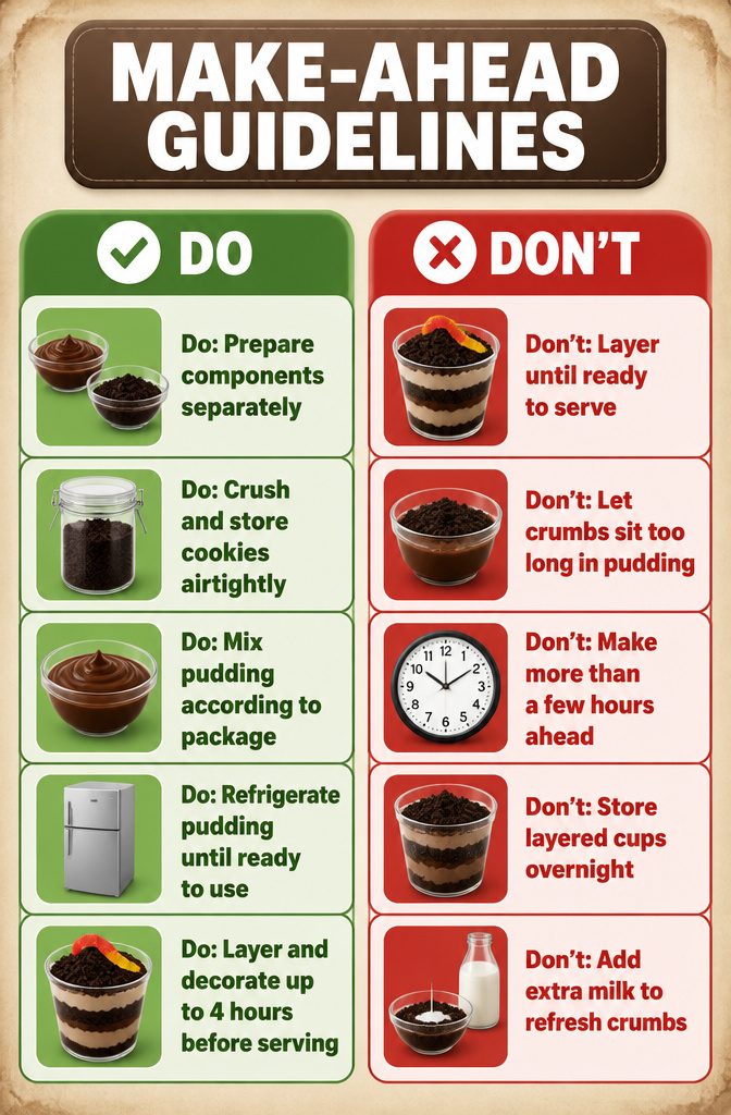 Information image showing make-ahead guidelines for the dessert.