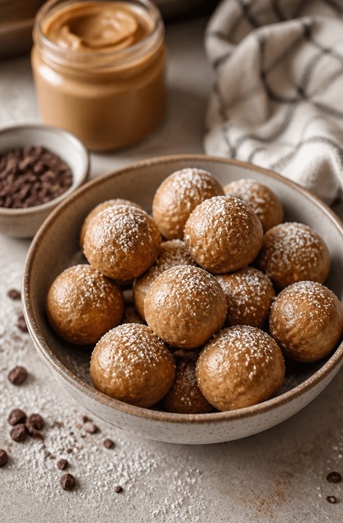 20 Simple Gluten Free Desserts 19 Peanut butter balls with a rich golden exterior on a countertop.