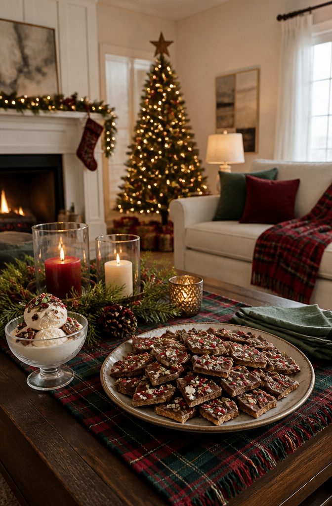 A display of broken pieces of graham cracker bark.